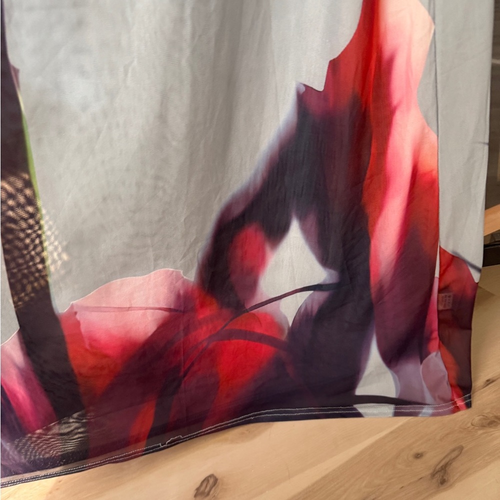 Luciana maxi dress flower mesh tulip long rat&boat spaghetti straps sheer - Picture 10 of 12